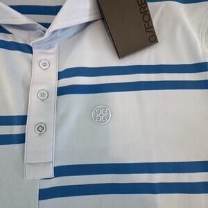 NWT G/FORE Golf Offset Stripe Tech Pique Polo Shirt Sz XXL Patriotic SKY BLUE